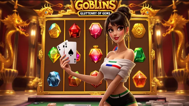 ภาพหน้าจอเกมสล็อตออนไลน์พร้อมรีลและสัญลักษณ์สีสัน